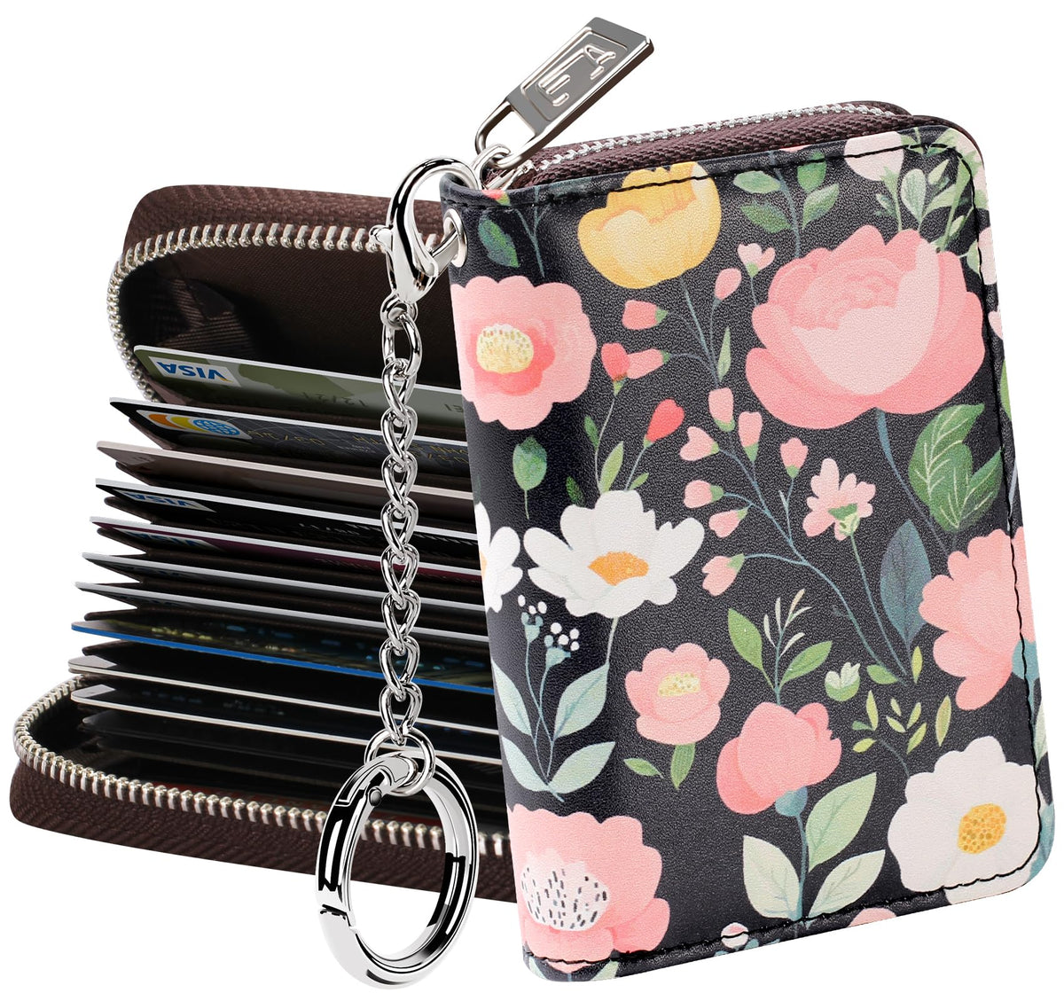 FurArt Zipper Wallet Women RFID Credit Card Holder keychain Wallet