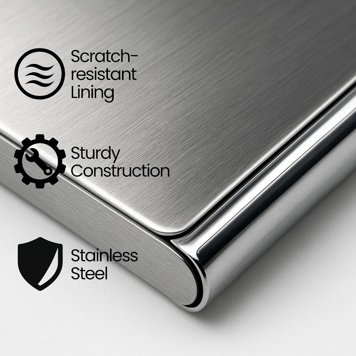 Business Card Holder, for Men and Women, Slim Minimalist Design Case, Stainless Steel Metal, Fits 18 Business Cards in Pocket