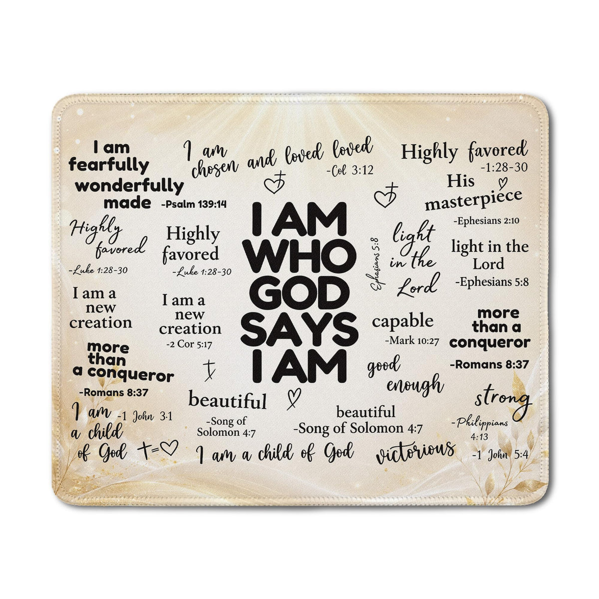 Inspirational Christian God Says I Am Mouse Pad, Minimalist Boho Floral Bible Verse Affirmation Mouse Pads Mousepad for Home Office Dorm Computers Laptop Supplies Desk Accessories, 9.5x7.9 Inch