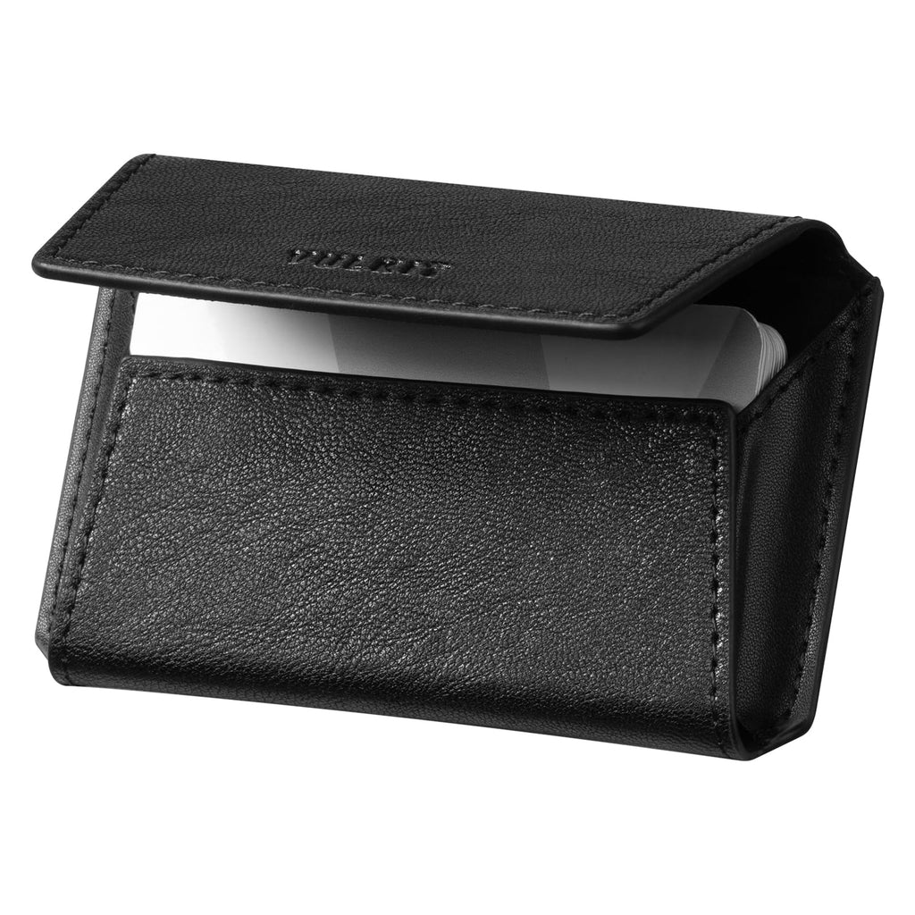 VULKIT Leather Business Card Holder Case for Men Slim Pocket Business Card Wallet Name Card Case Holder, Holds 20 Business Cards Brown