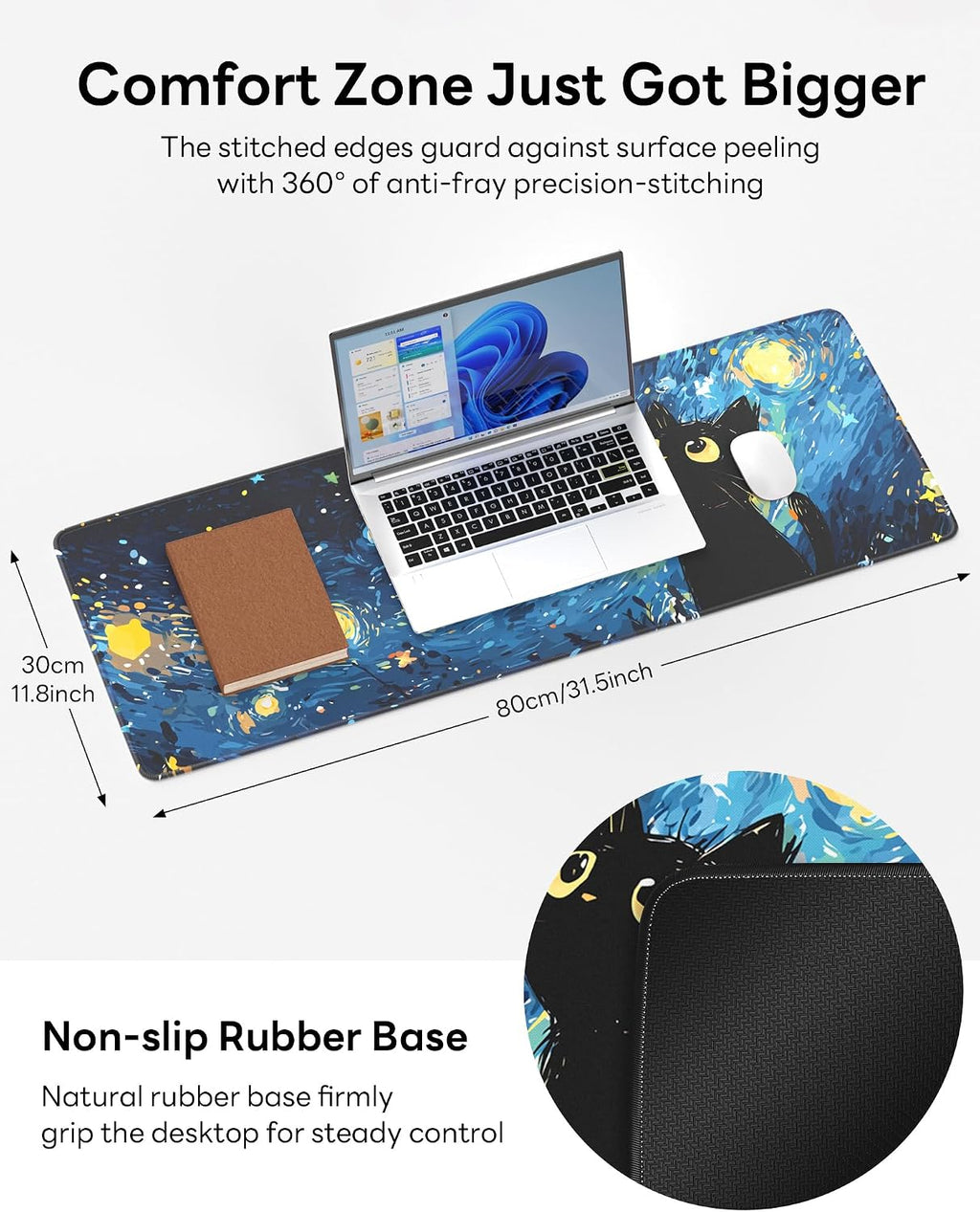 Mouse Pad 31.5x11.8in Large Desk Mat Non-Slip for Office