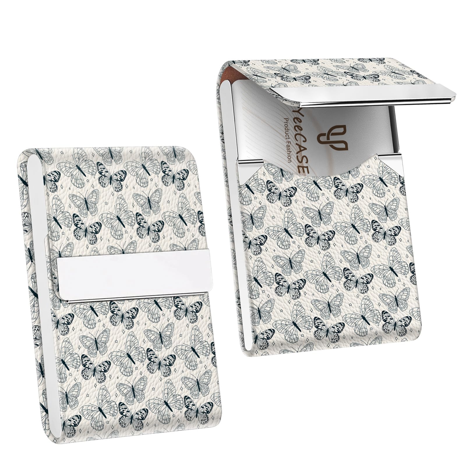 2Pack Business Card Holder, Metal Slim Business Card Case, RFID Blocking