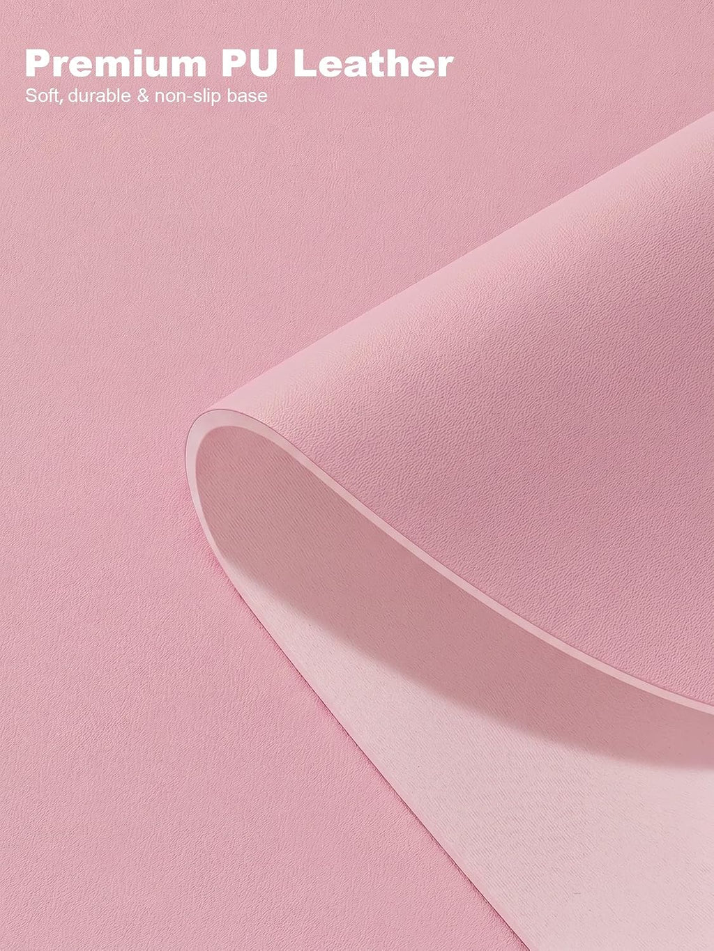 Desk Mat, 31.5" x 15" Oval PU Leather Non-Slip Desk Pad Large Mouse Pad for Desktop, Waterproof Countertop Protector Writing Mat for Office, Home, Gaming, Vanity, Light Pink