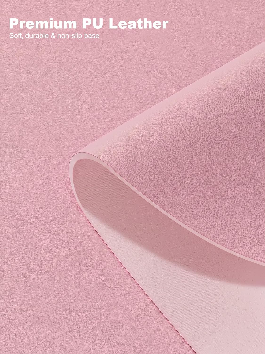 Desk Mat, 31.5" x 15" Oval PU Leather Non-Slip Desk Pad Large Mouse Pad for Desktop, Waterproof Countertop Protector Writing Mat for Office, Home, Gaming, Vanity, Light Pink