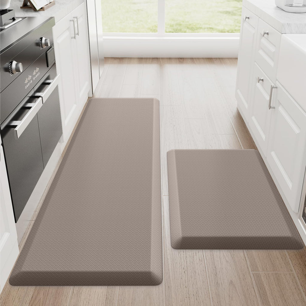 StepRite Kitchen Mats for Floor, 2-Piece Anti-Fatigue Kitchen Rugs, Black