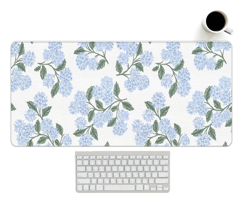 UTELKA Blue Desk Mat, Flroal Desk Matt for Desktop Mouse Pad 31.5x11.8