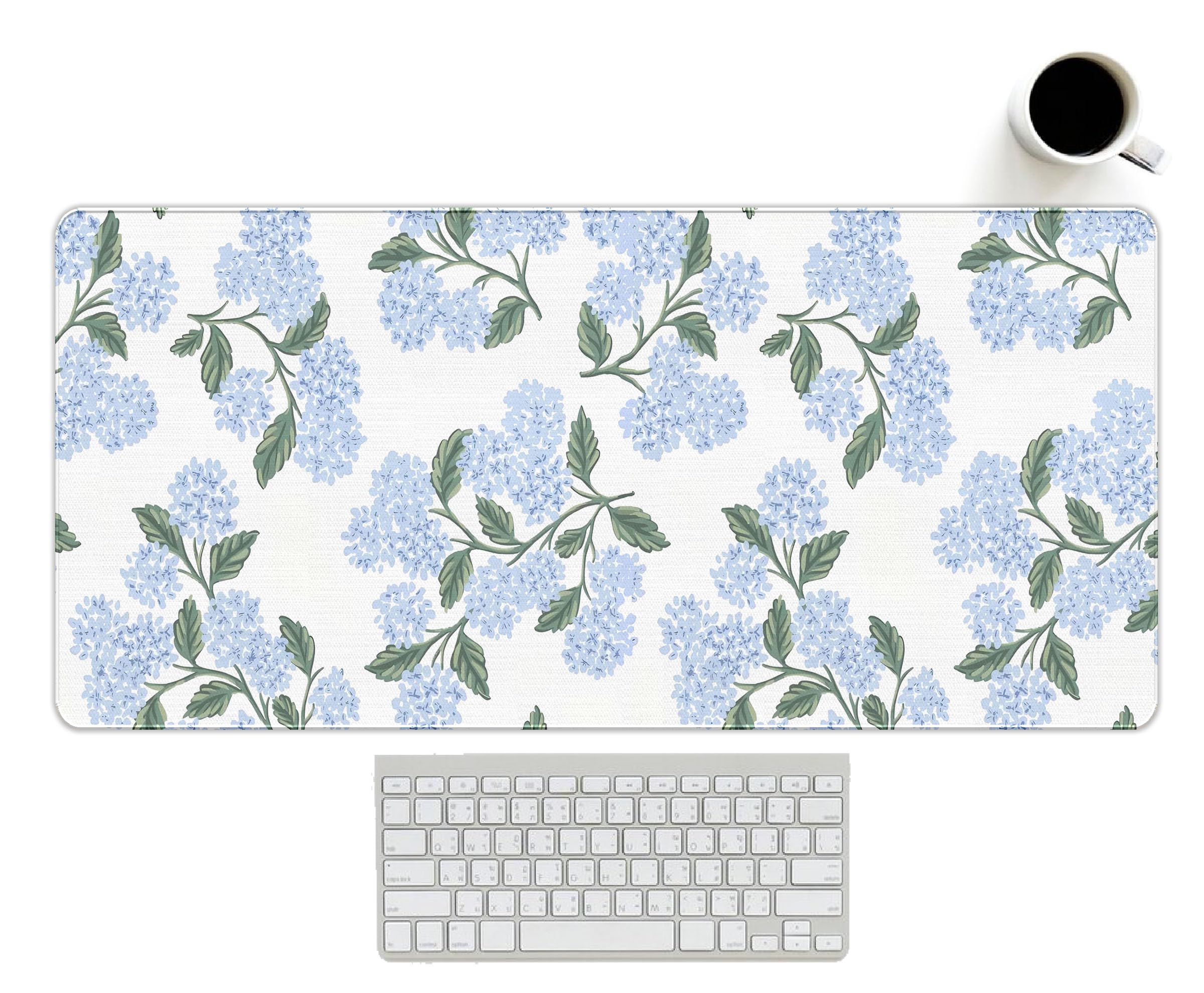UTELKA Blue Desk Mat, Flroal Desk Matt for Desktop Mouse Pad 31.5x11.8
