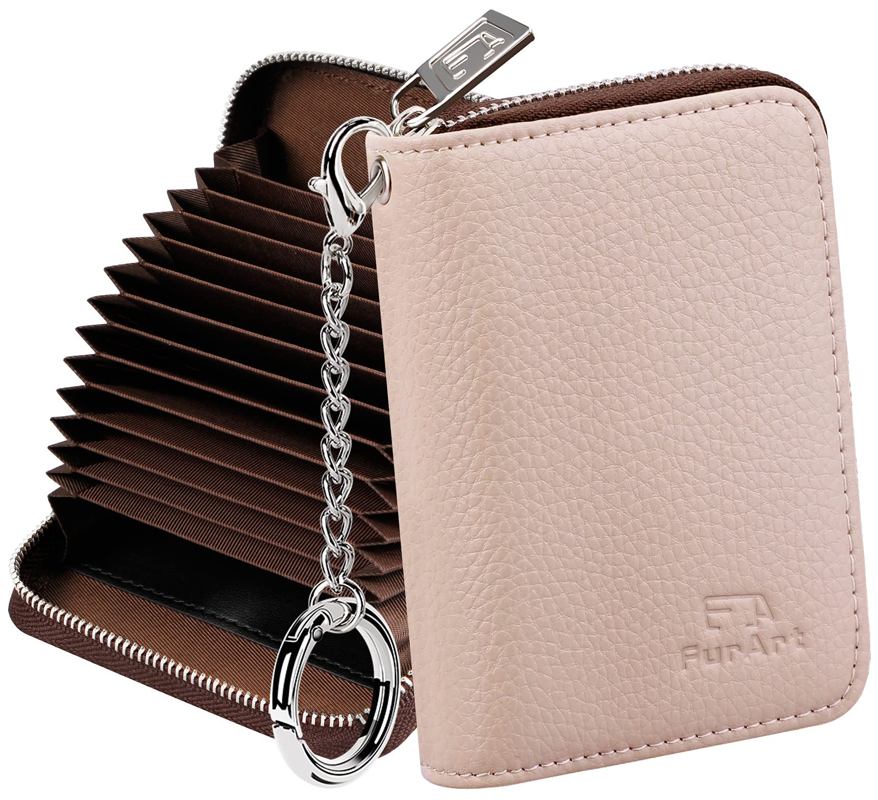 FurArt Zipper Wallet Women RFID Credit Card Holder keychain Wallet
