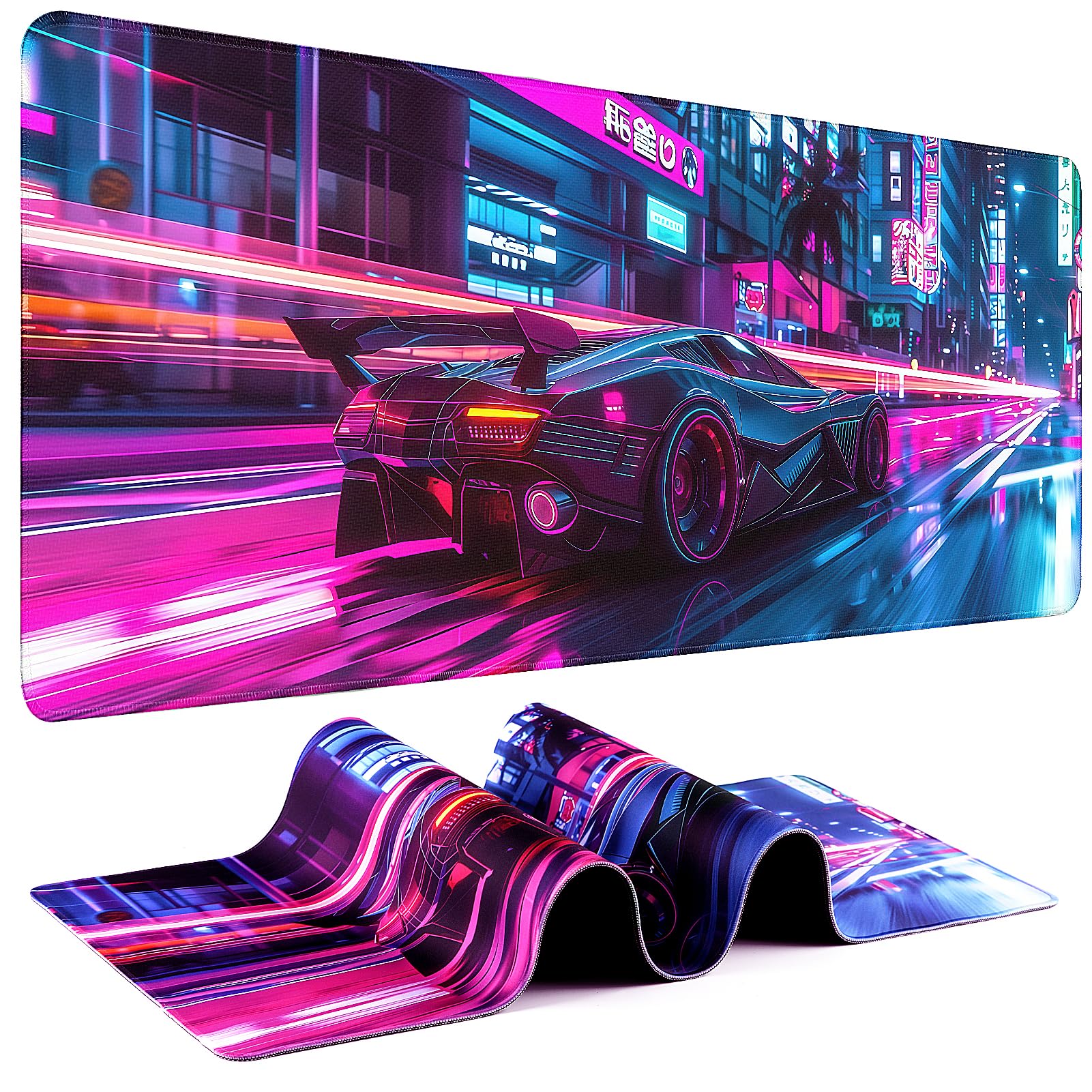Mouse Pad Gaming - Desk Mat for Keyboard and Mouse - Kanagawa Large Mouse Pad for Desk, Japanese Sea Wave Mousepad (31.5 x 11.8inch) with Non-Slip Base, Desks Pad Mat for Game, Office and Home