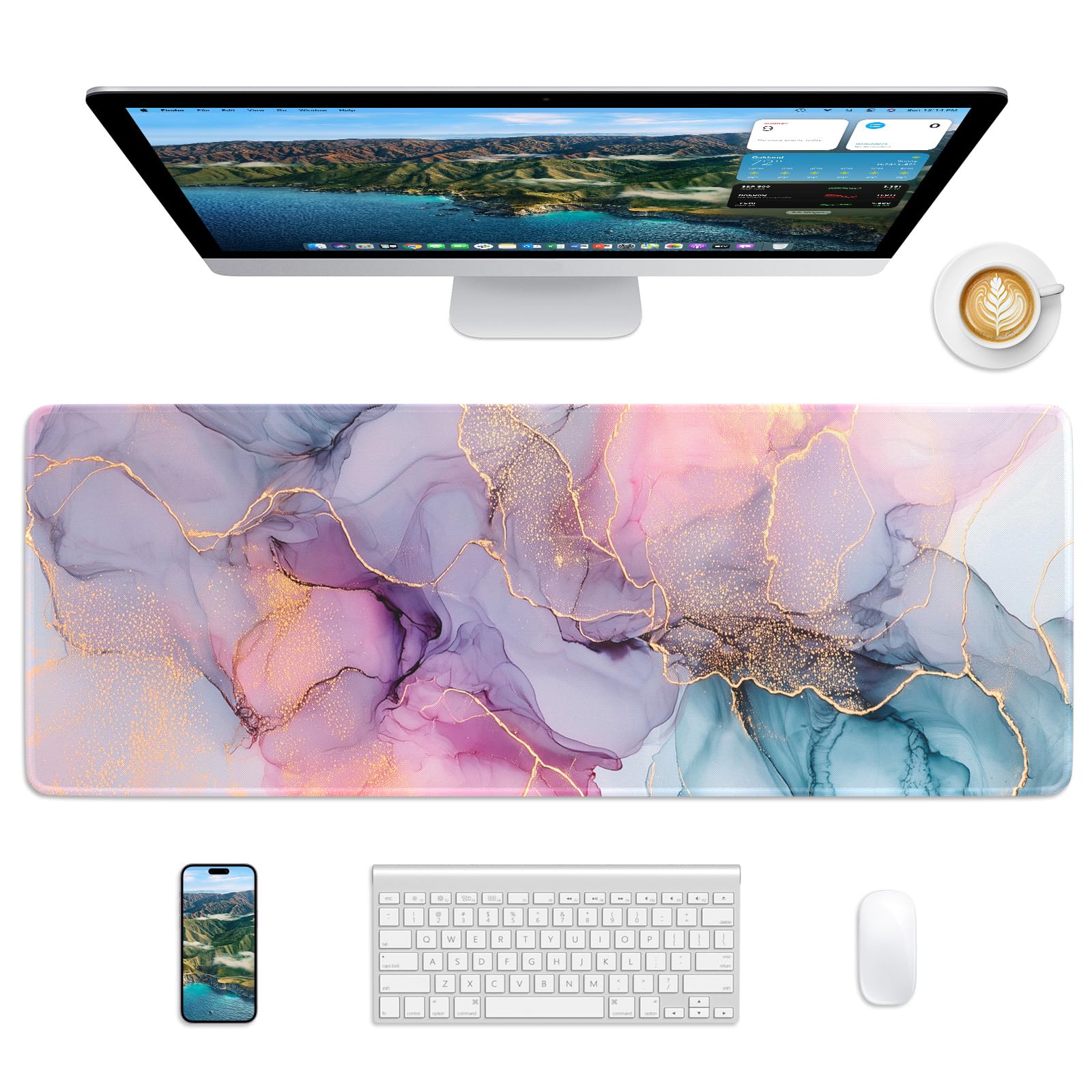 Mouse Pad 31.5x11.8in Large Desk Mat Non-Slip for Office