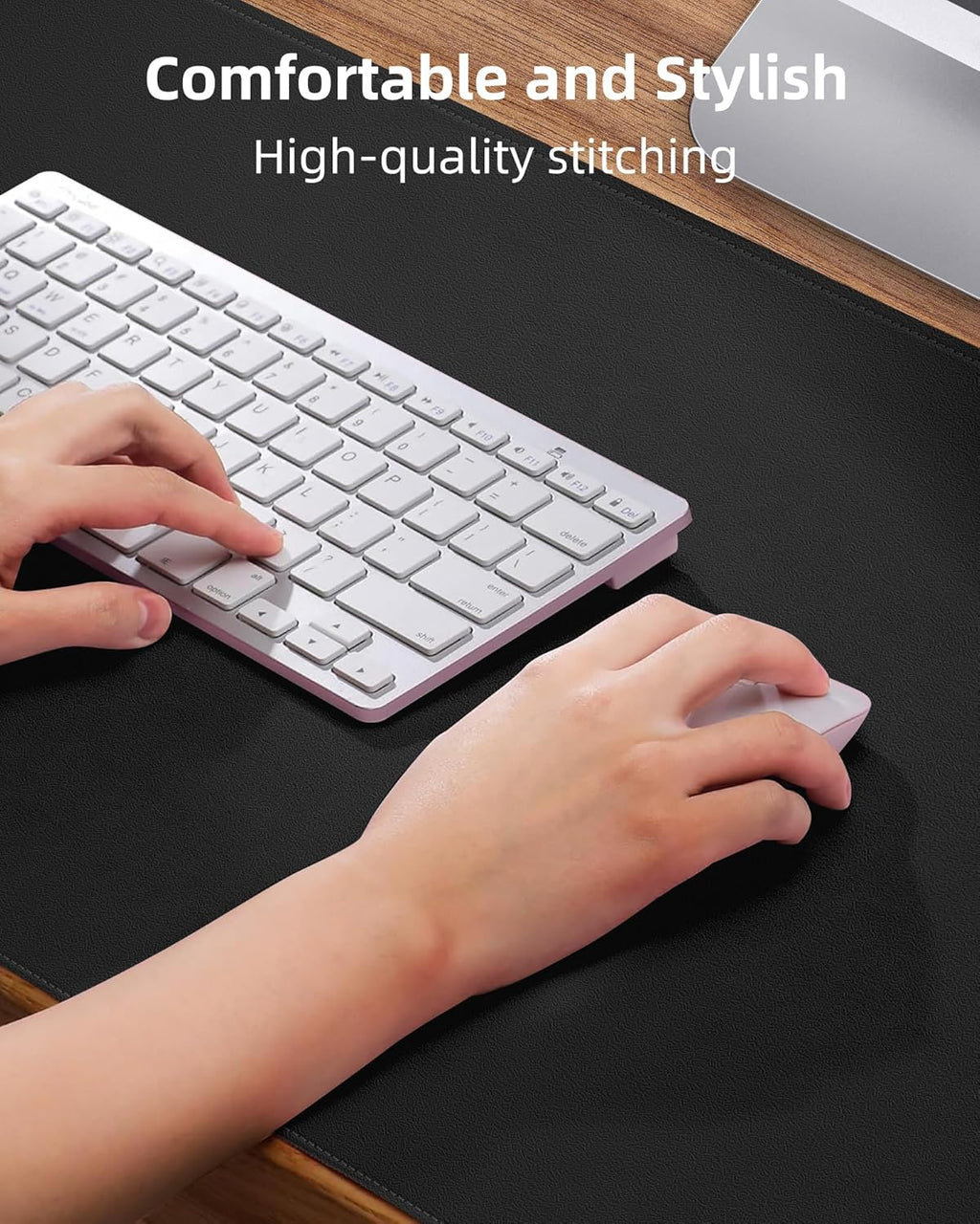 AFIING Large Desk Mat 55" x 24" - PU Leather Desk Pad Protector, Waterproof Non-Slip Extended Mouse Pad for Office Desk, Keyboard, Laptop and Home Workspace (Black)
