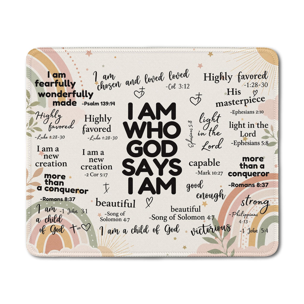 Inspirational Christian God Says I Am Mouse Pad, Minimalist Boho Floral Bible Verse Affirmation Mouse Pads Mousepad for Home Office Dorm Computers Laptop Supplies Desk Accessories, 9.5x7.9 Inch