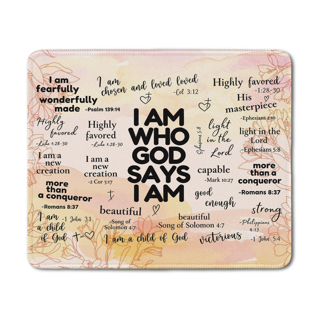 Inspirational Christian God Says I Am Mouse Pad, Minimalist Boho Floral Bible Verse Affirmation Mouse Pads Mousepad for Home Office Dorm Computers Laptop Supplies Desk Accessories, 9.5x7.9 Inch