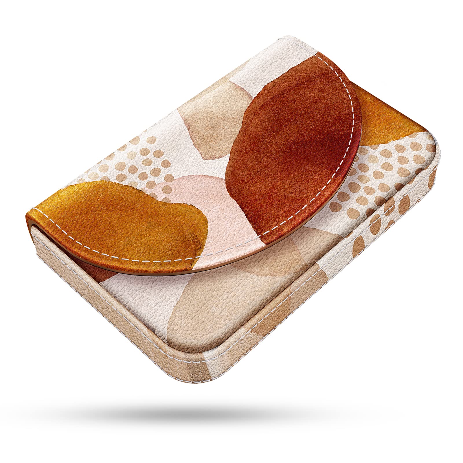 Business Card Holder，PU Leather Business Card Case Color Printing Pattern Card Holder Wallet，Pockets Magnetic Credit Card Holders for Men and Women，Bohemian Leaf