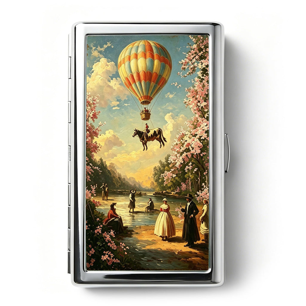 Vintage Art Deco Versatile Card & Cash Case, Slim Metal Wallet for Women Men Credit ID Business Cards (#A)