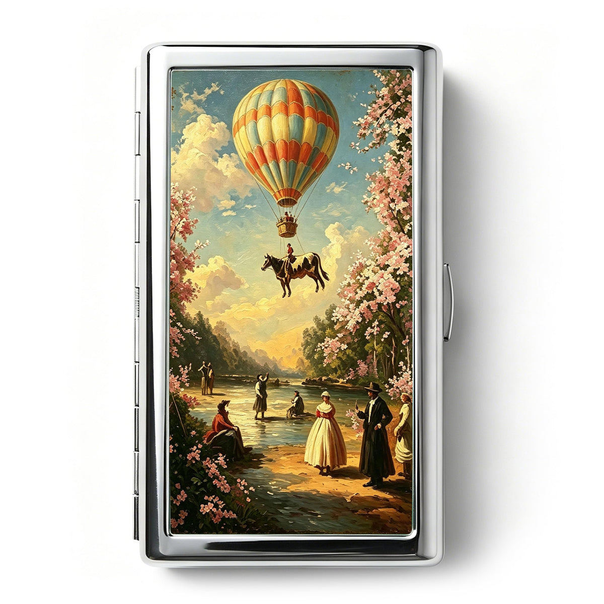Vintage Art Deco Versatile Card & Cash Case, Slim Metal Wallet for Women Men Credit ID Business Cards (#A)