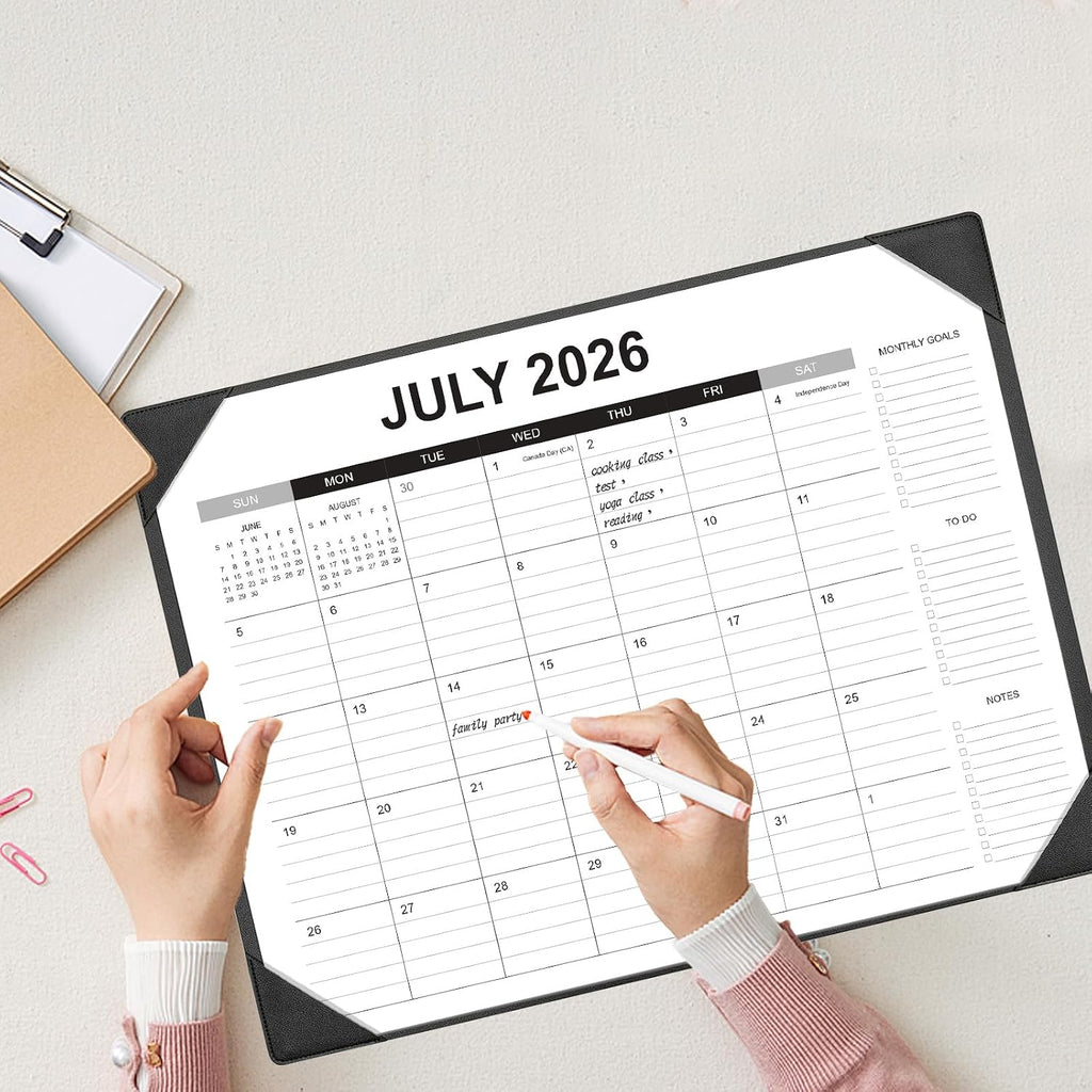 Desk Calendar 2026-2027 with Desk Mat – 22" x 17" Large Desk Pad Calendar Runs from July 2026 to December 2027, Office Supplies Desktop Monthly Calendar for Home & Office