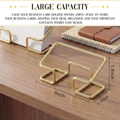 6 Pack Metal Business Card Holder for Desk Gold Cardholder Office Display Stand 4 Inch Cute Office Accessories Gift for Men Women Boss Colleague Desktop