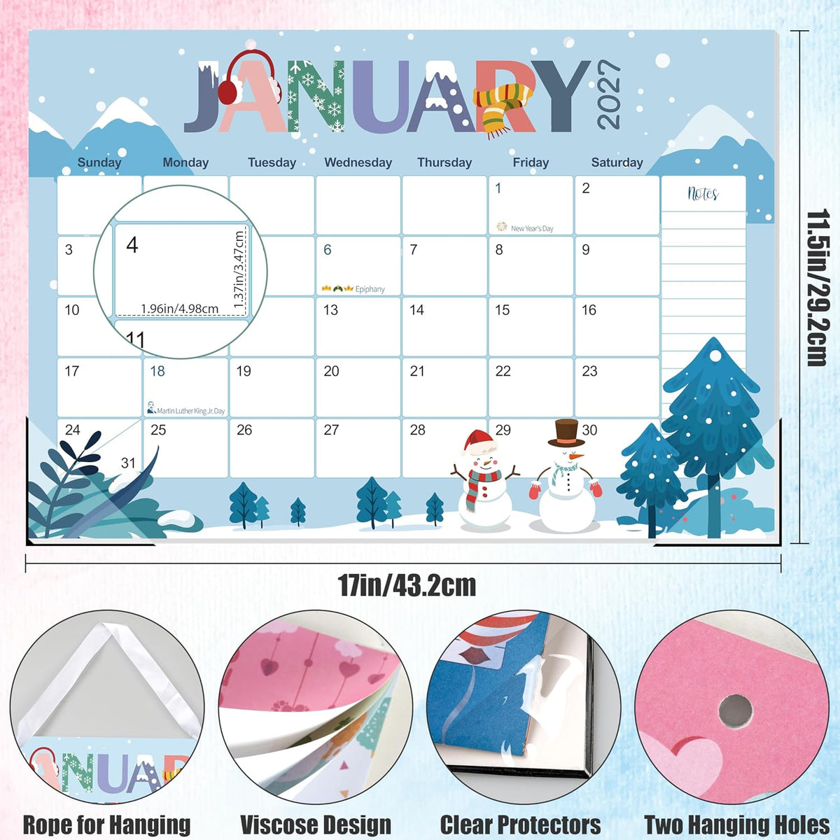 Guasslee Desk Calendar 2026-2027, 19-Month School Year Calendar, 2026 Jun. - 2027 Dec, 17"x11.5" Large Monthly Desk Planner with Corner Protectors, Ample Blocks ＆ Notes for Home Office