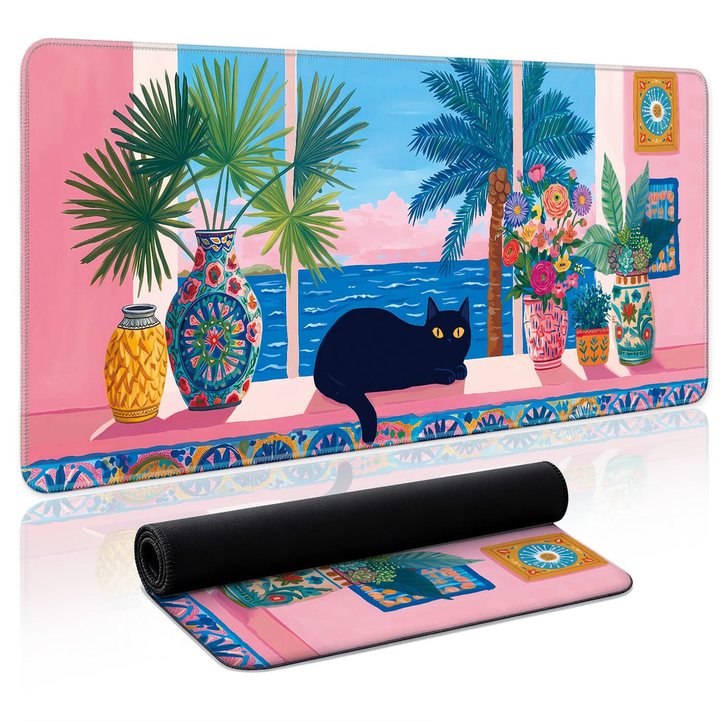 Aesthetic Desk Mat, Cute Enchanted Garden Desk Pad Protector for Work & Decor, 31.5" x 11.8", Pretty Non-Slip Extended Mouse Pad for Office or Home