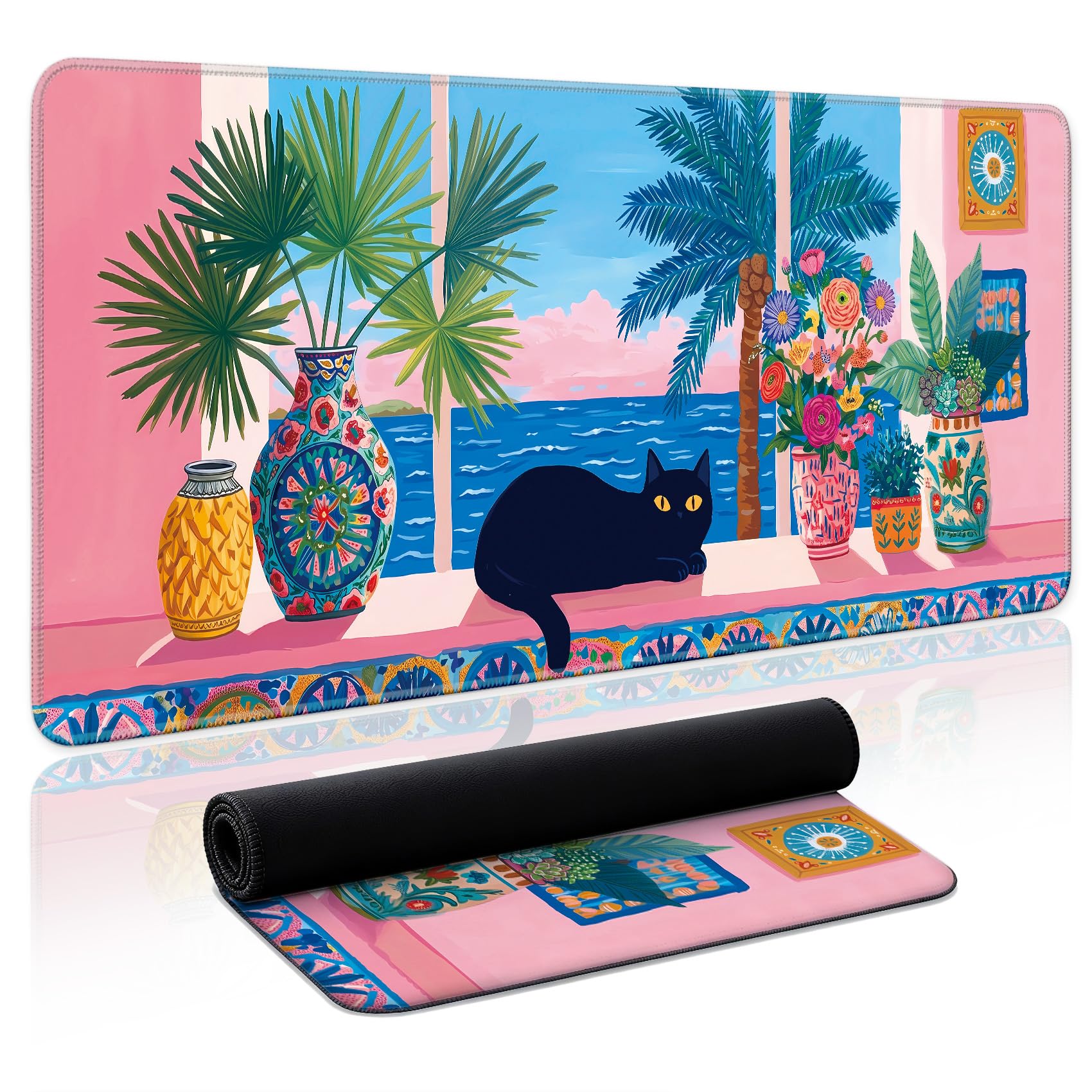 Aesthetic Desk Mat, Cute Enchanted Garden Desk Pad Protector for Work & Decor, 31.5" x 11.8", Pretty Non-Slip Extended Mouse Pad for Office or Home