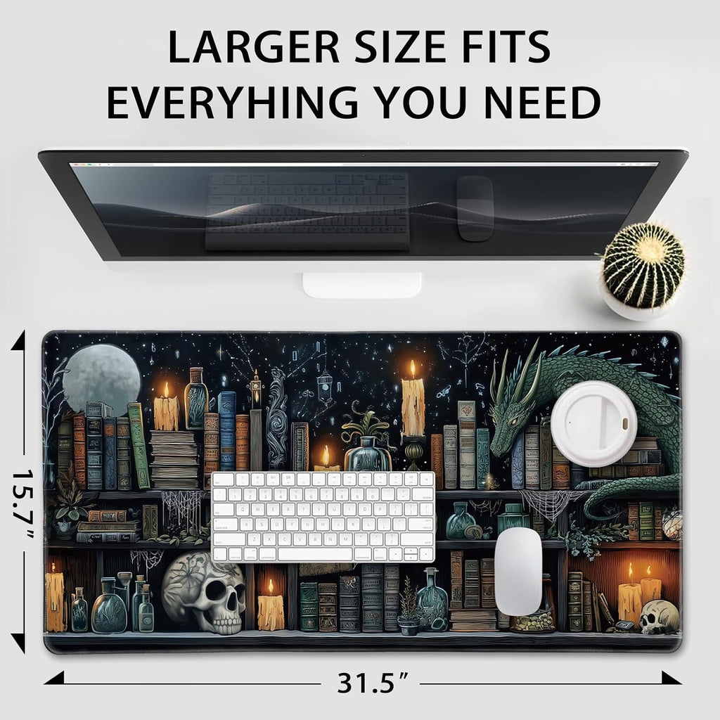 Mystical Gothic Library Large Gaming Mouse Pad Desk Mat 31.5x15.7