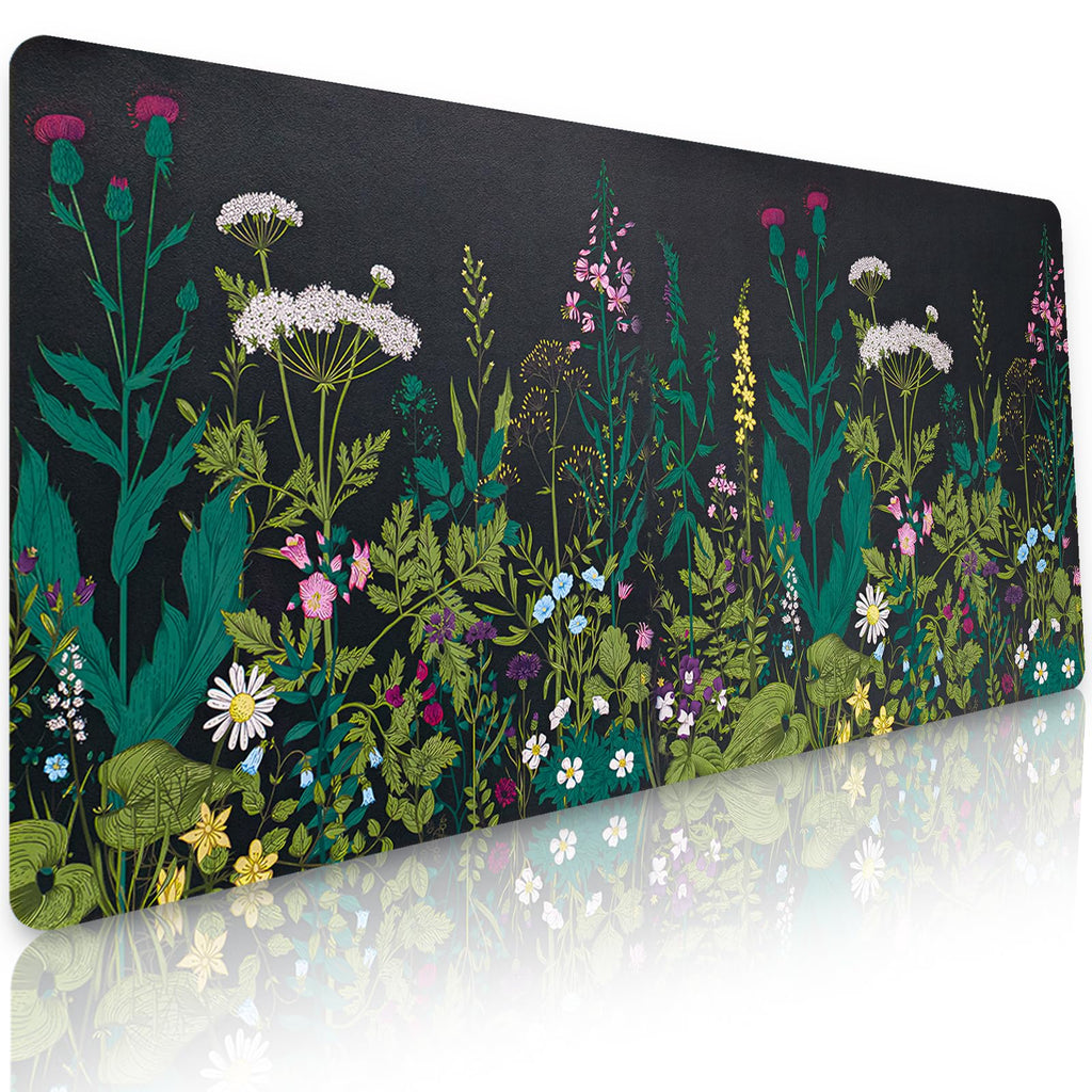 Bloss Pink Floral Desk Mat Cute, Leather Desk Pad, 31.5 x 15.7 Inch