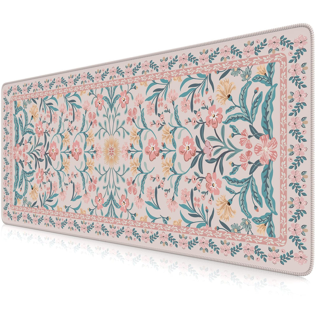 iCasso Desk Mat,Mouse Pad for Office Desk,35.4x15.7in,Pink Floral