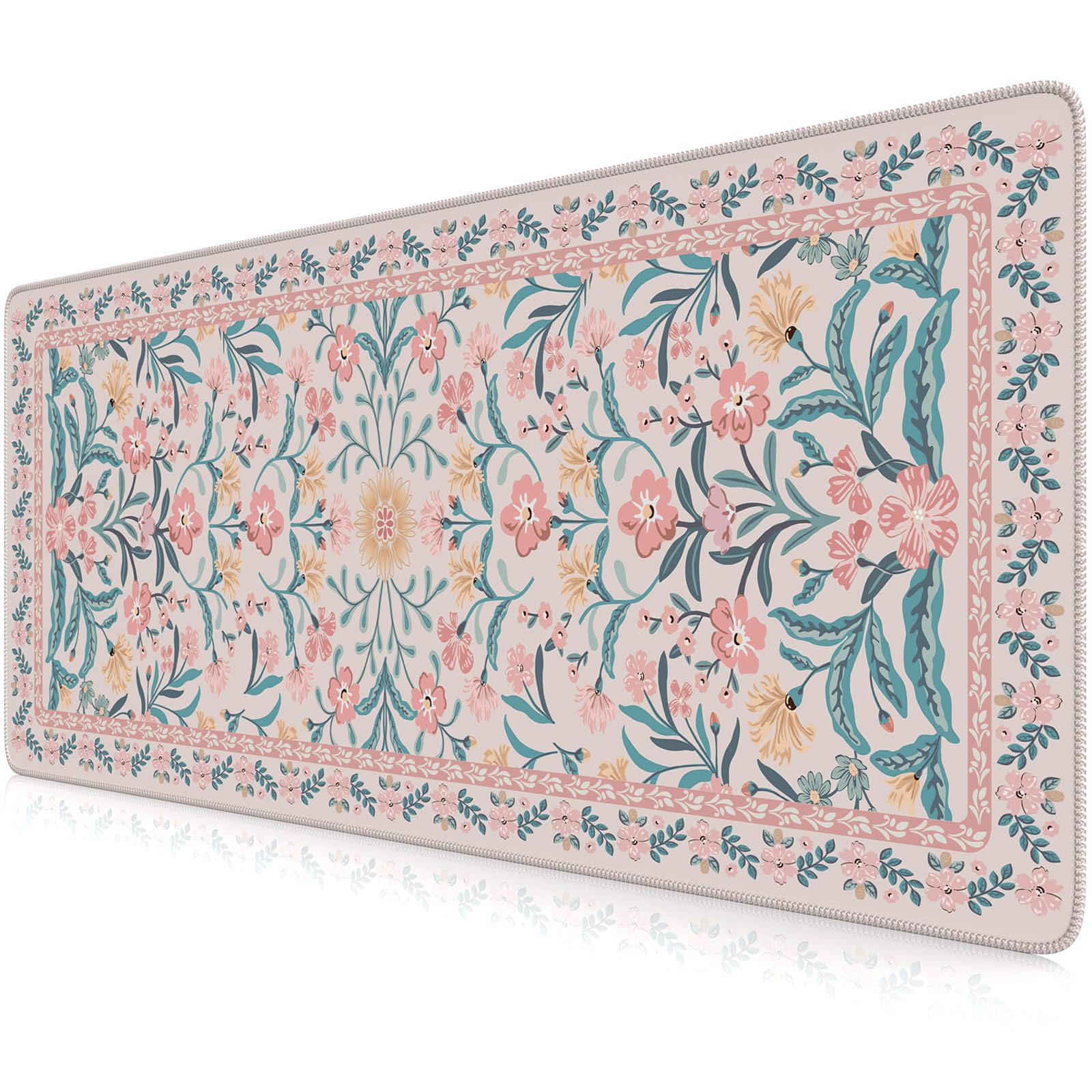 iCasso Desk Mat,Mouse Pad for Office Desk,35.4x15.7in,Pink Floral