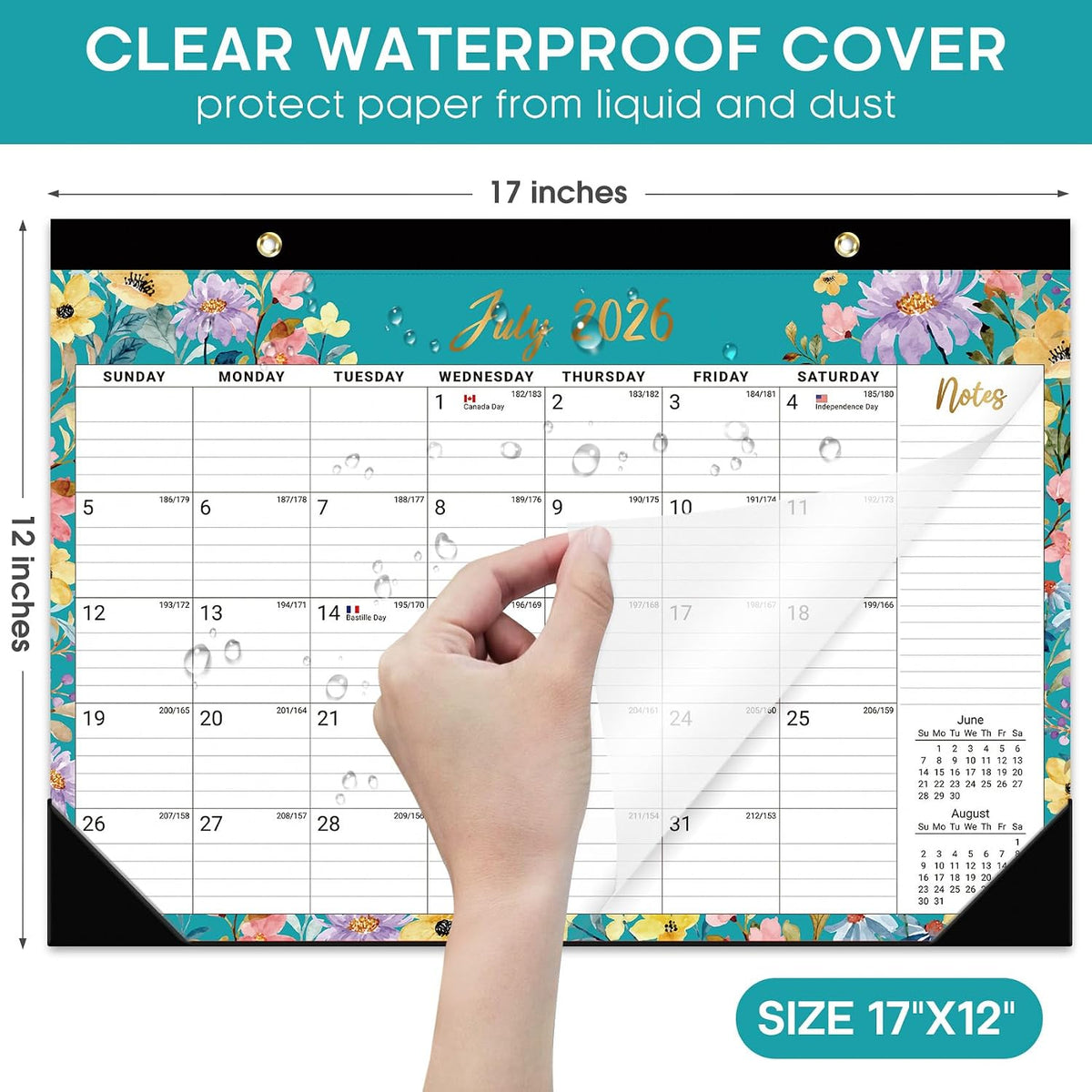 Taja Desk Calendar 2026-2027, Jul 2026-Dec 2027, 18-Month, 17" x 12"