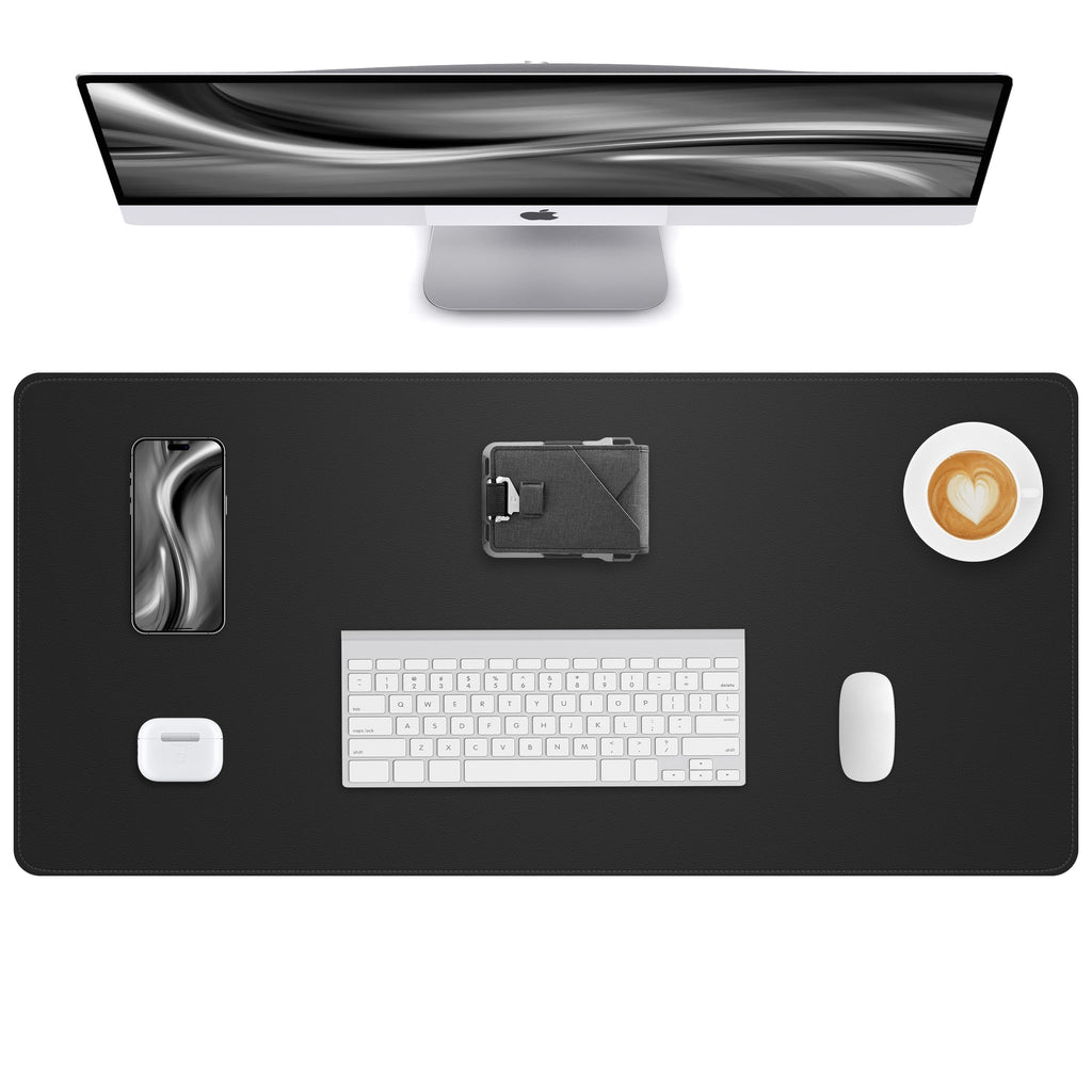 AFIING Large Desk Mat 55" x 24" - PU Leather Desk Pad Protector, Waterproof Non-Slip Extended Mouse Pad for Office Desk, Keyboard, Laptop and Home Workspace (Black)
