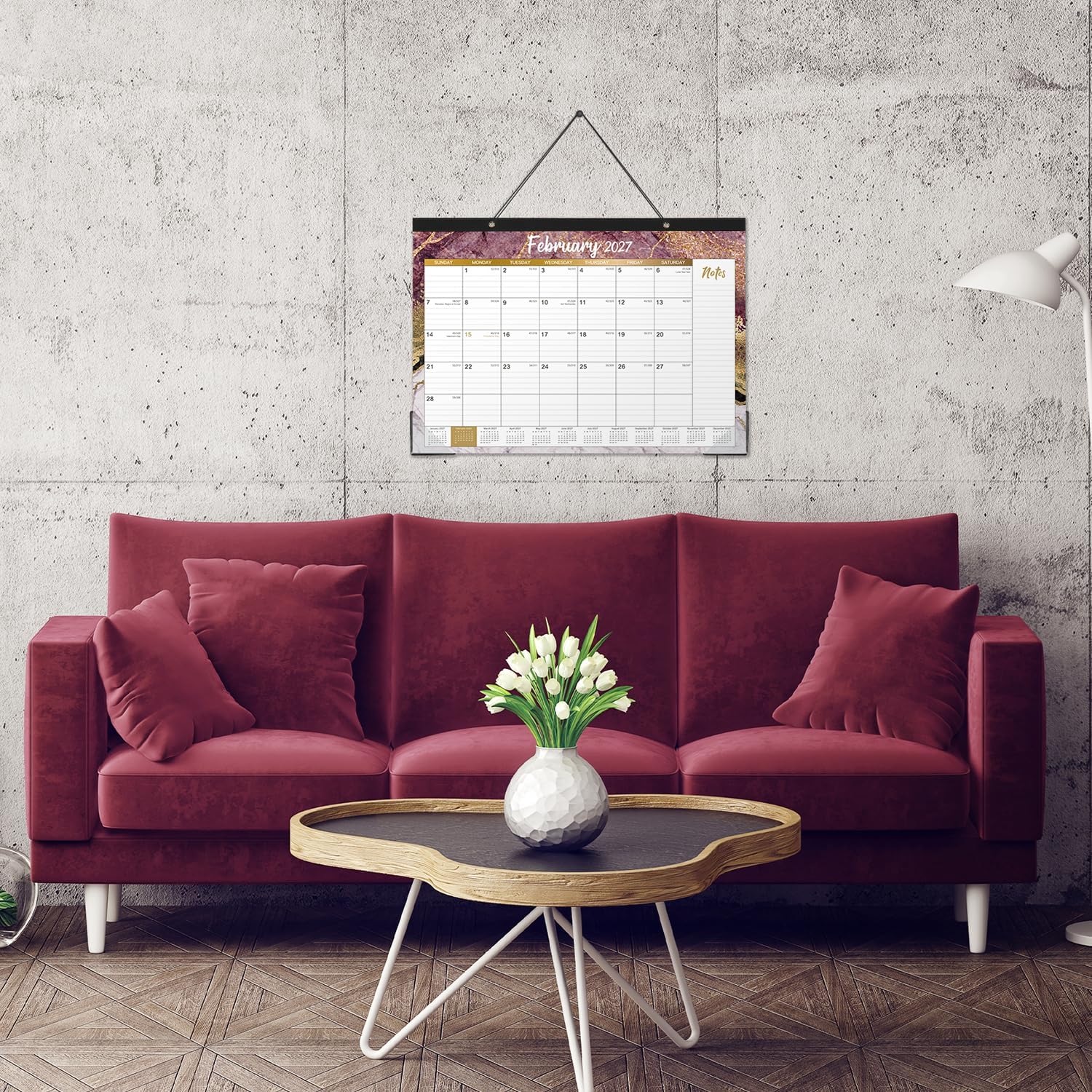 2027 Desk Calendar – Jan 2027 – Dec 2027, 12 Months Large Monthly Desk Calendar 2027, 17" x 12", Desk Pad, Ruled Blocks, To-do List & Notes, Tear Off, Best Desk/Wall Calendar, Gorgeous Marble Designs