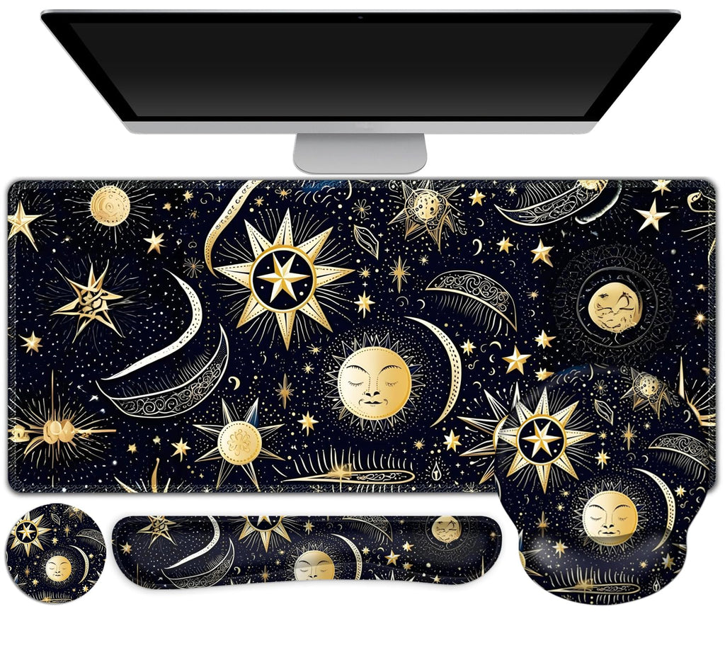 Gaming Mouse Pad Large Desk Mat, Cute Purple Marble Rose Desk Pad Protector