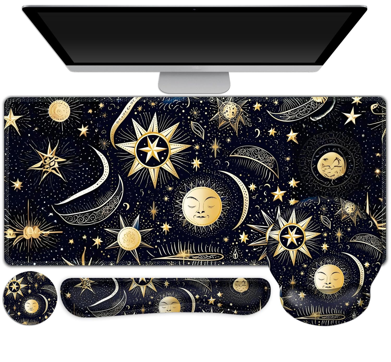 Gaming Mouse Pad Large Desk Mat, Cute Purple Marble Rose Desk Pad Protector