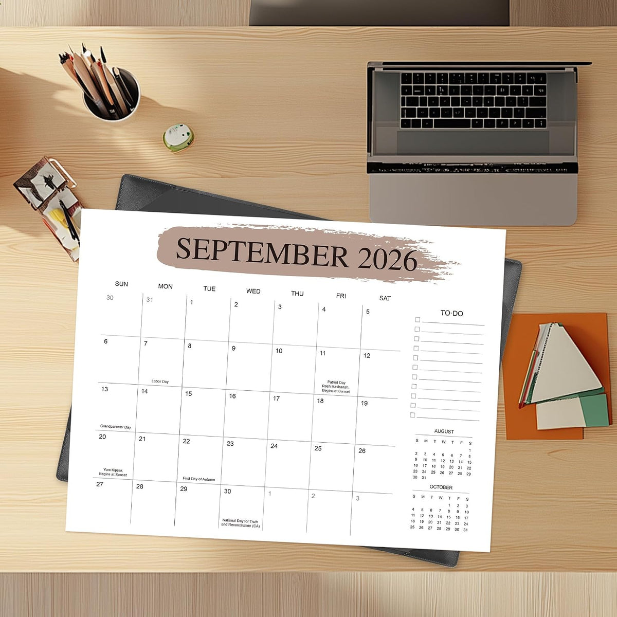 Desk Calendar 2026-2027 with Desktop Mat, 22"x17", Jul 2026-Dec 2027, Black