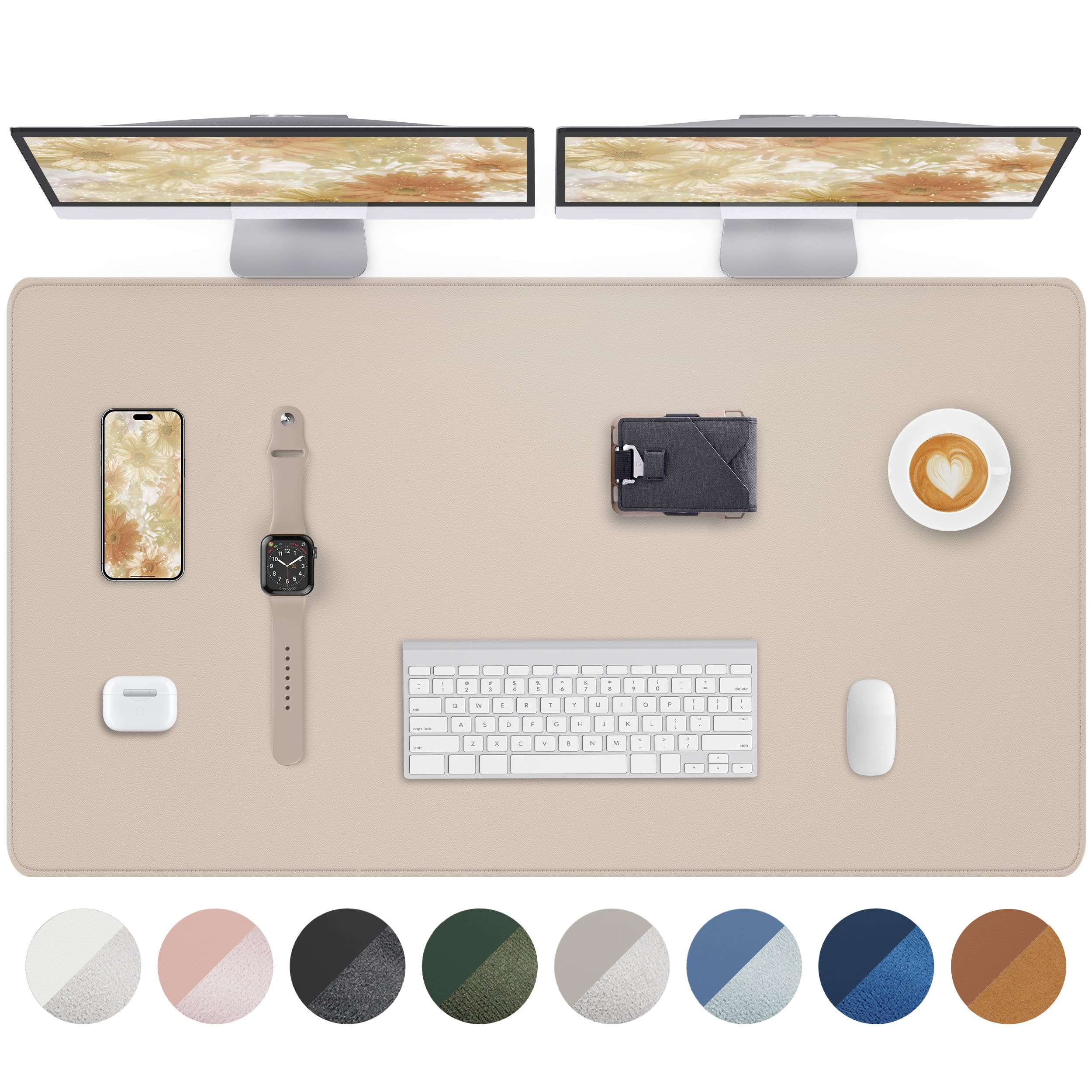 AFIING Large Desk Mat 55" x 24" - PU Leather Desk Pad Protector, Waterproof Non-Slip Extended Mouse Pad for Office Desk, Keyboard, Laptop and Home Workspace (Black)