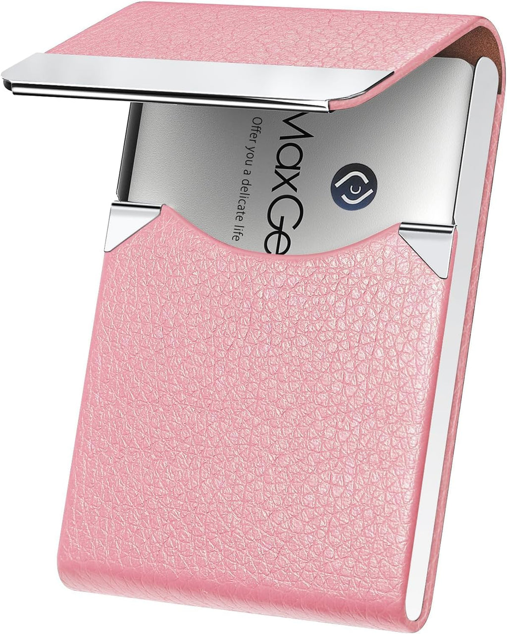 MaxGear Business Card Holder, PU Leather Business Card Case, Pink