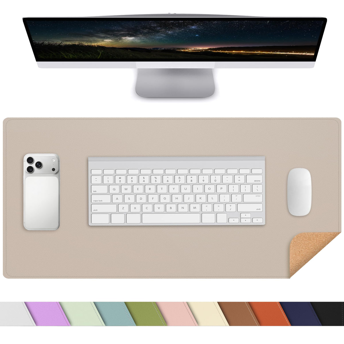 AFIING Large Desk Mat, 47" x 17", Black