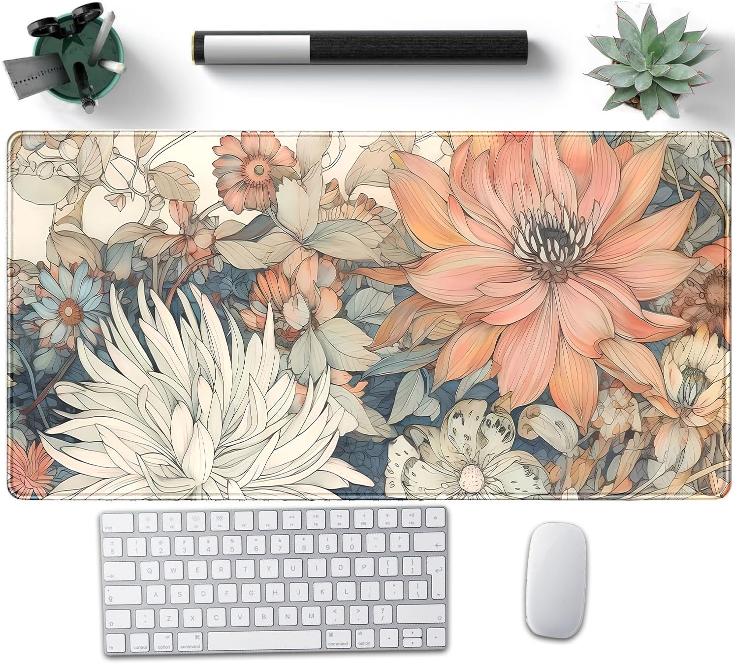 Checkered Desk Mat Cute Pink Pastel XXL Large Mouse Pad Aesthetic Boho Desk Pad with Stitched Edges, Office Decor Keyboard Pad Mouse Mat for Computer