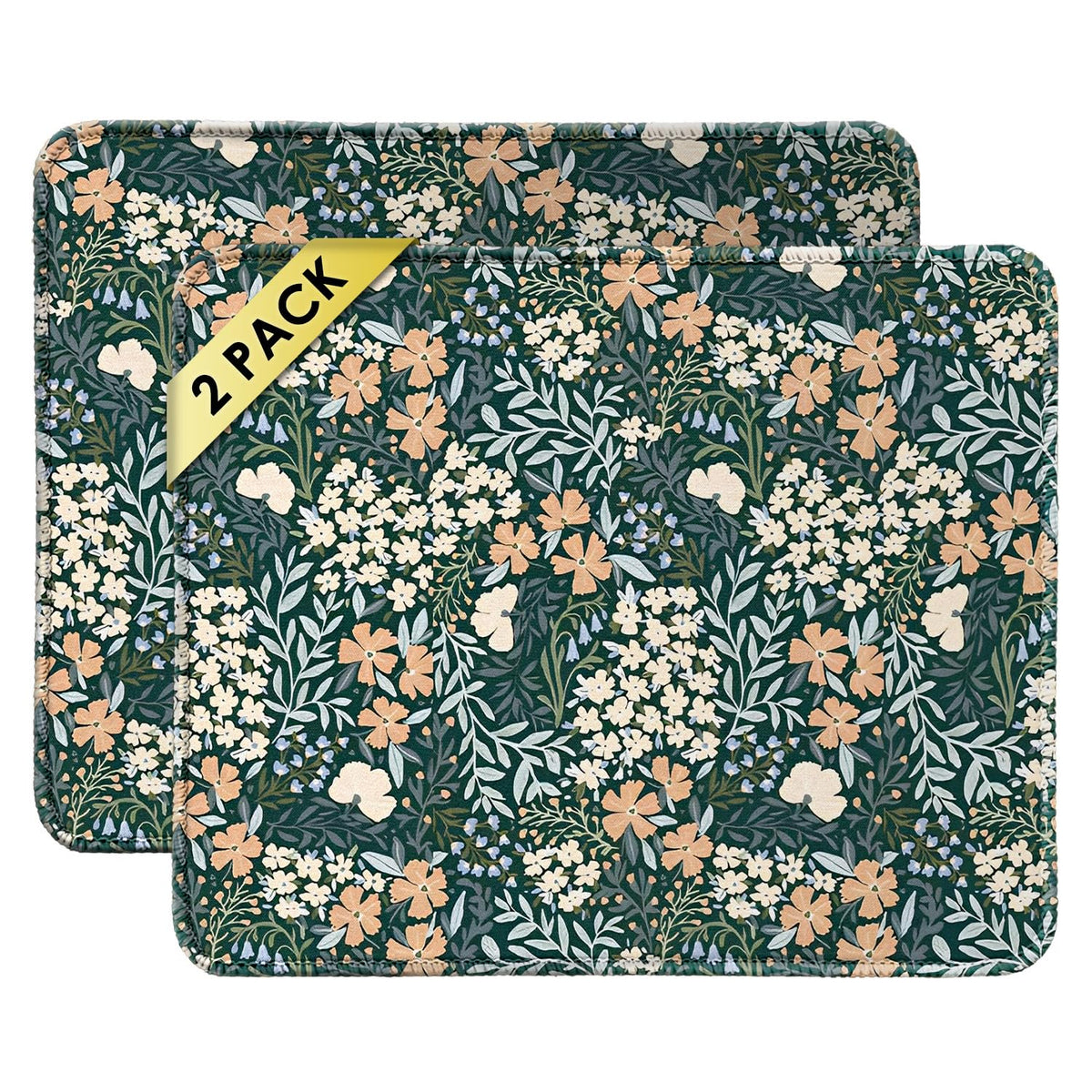 FROGIGO Mouse Pad with Stitched Edges - Cute Floral Mousepad for Women, 9.25 x 7.75 inch Washable Square Desk Pad, Non-Slip Rubber Base, Office Home Laptop Accessories - Vintage Garden