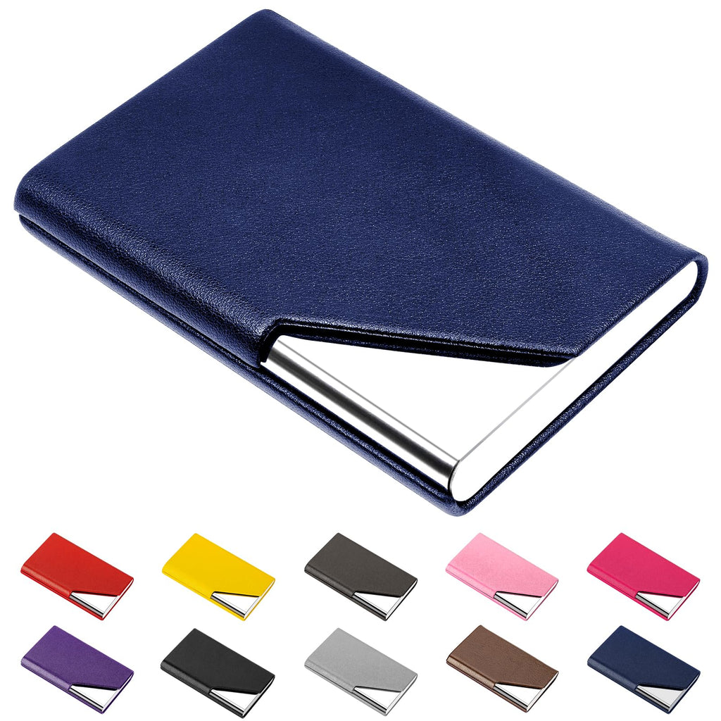 Padike Business Card Holder, Upgraded Leather Business Card Case Pocket Card Holders for Men or Women, Metal Slim Name Card Holder RFID Blocking Business Card Carrier with Magnetic Closure(Black)