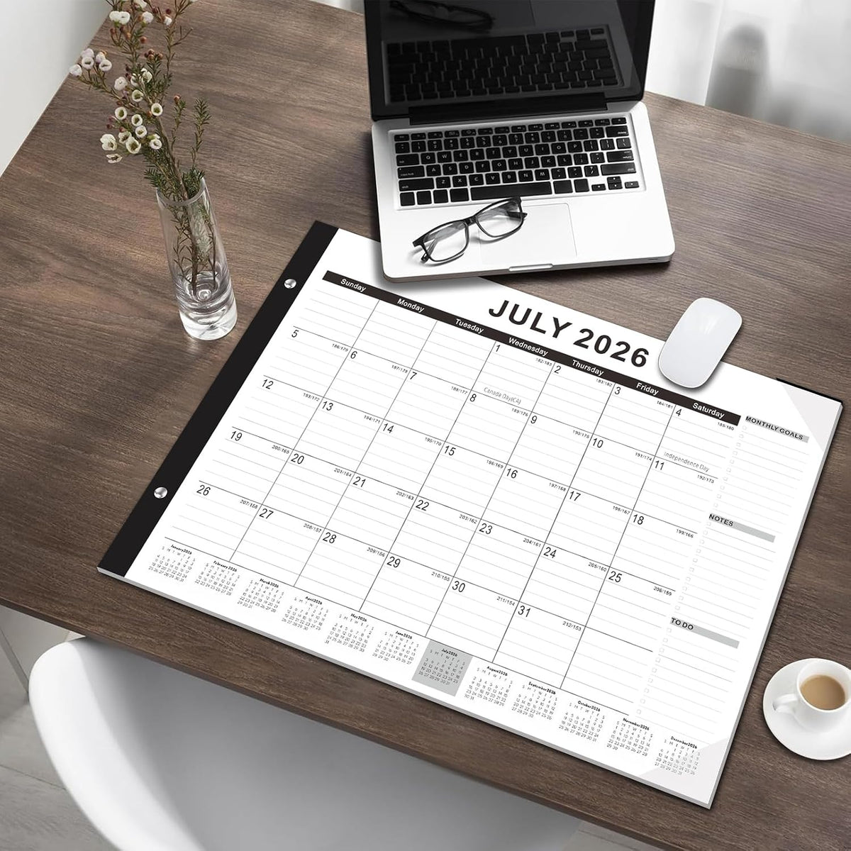 Large Desk Calendar 2026-2027,Jul 2026-Dec 2027,Gannyfer 18-Month Calendar