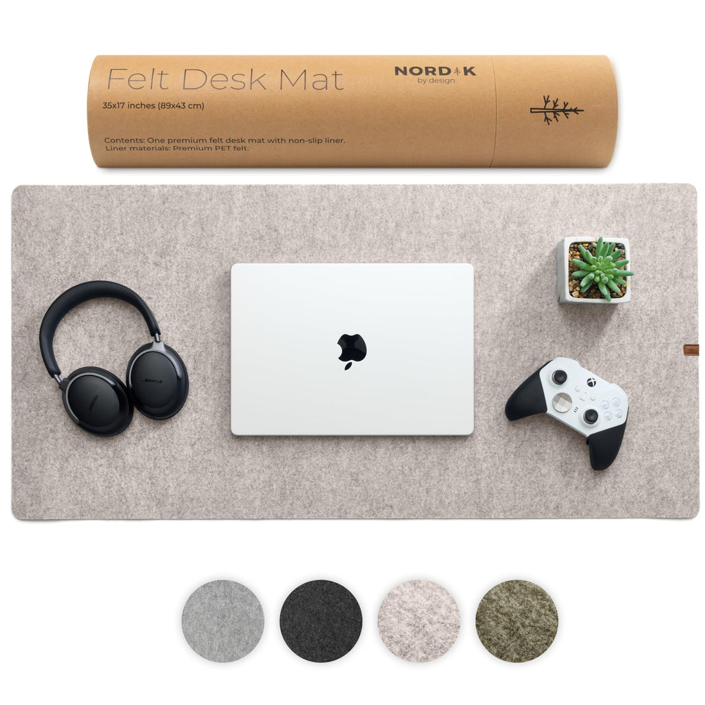 Nordik Felt Desk Mat - Large Felt Desk Pad - Charcoal 35 x 17 inches