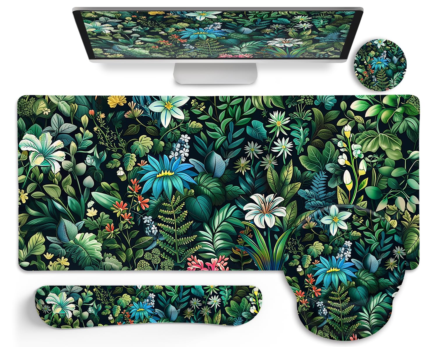 LIMKRIAN Goth Skull Mouse Pad Set Large Desk Mat for Desktop Decor
