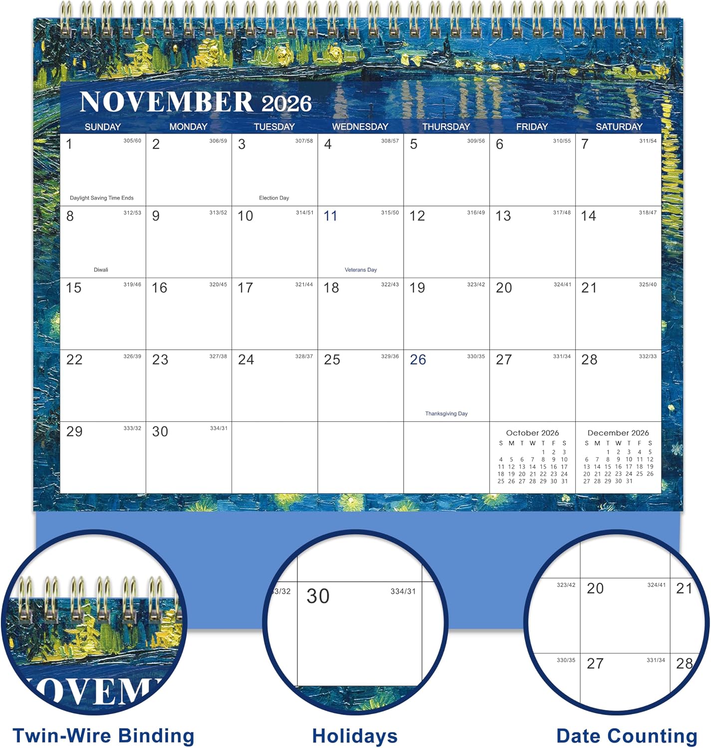 2027 Desk Calendar, Flip Desktop Calendar, Jul 2026 - Dec 2027