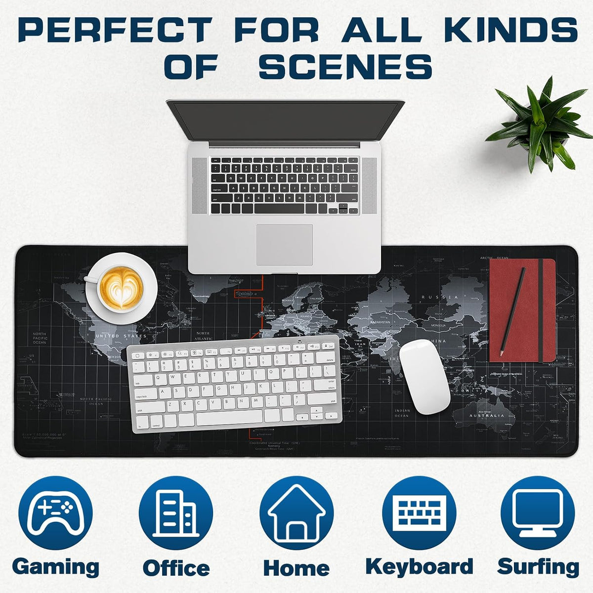 Mouse Pad Gaming - Desk Mat for Keyboard and Mouse - Large Mouse Pads for Desk, Gaming Mousepad with Non-Slip Base, Desks Pad (31.5" X 11.8") for Game, Office and Home