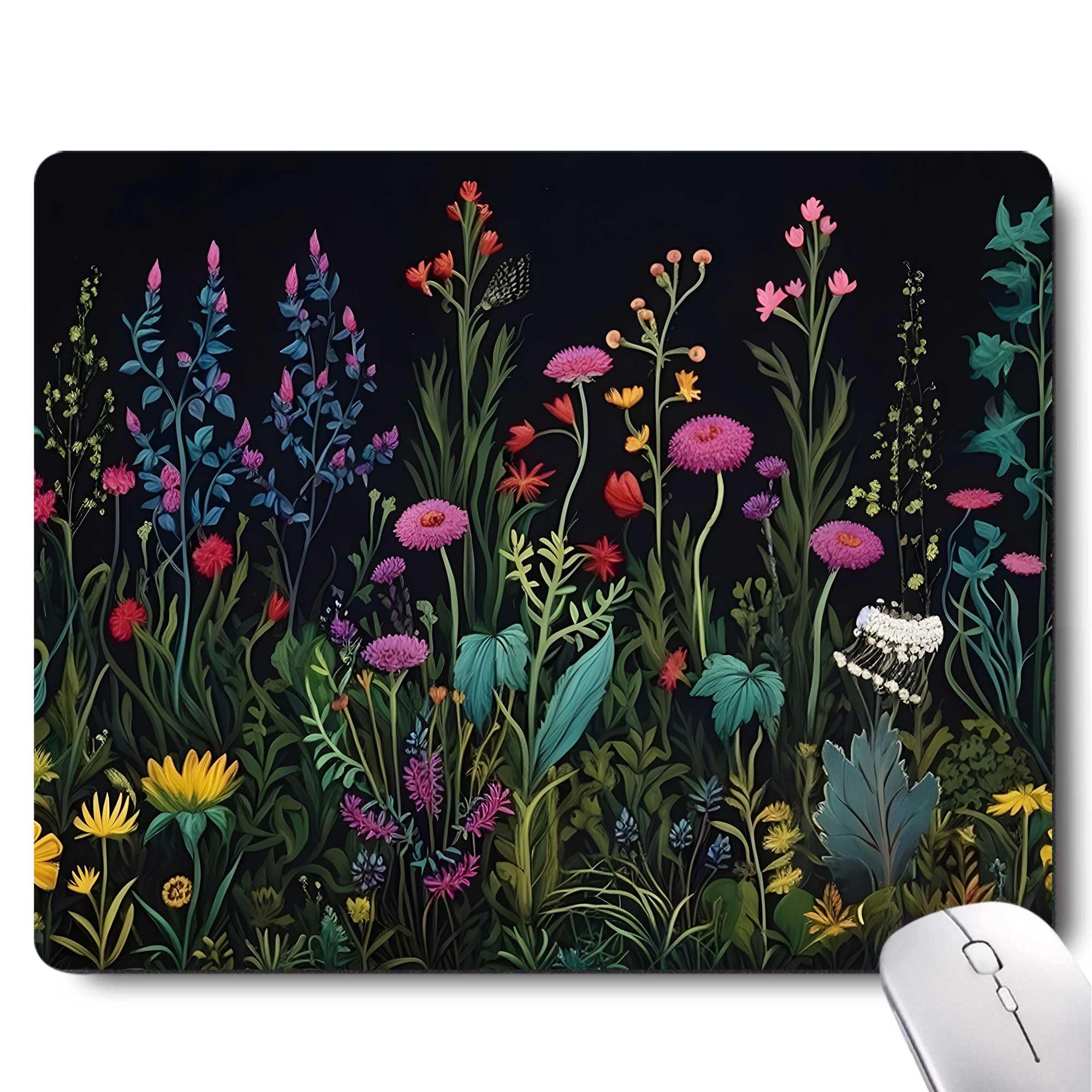 Gorgeous Flowers Plants Mouse Pad,Pink Floral Rose Mouse Pads for Desk,Soft Computer Mouse Mat Cute Mousepad Cloth Computer Mouse Pads for Women,Square Waterproof Non-Slip Rubber Base MousePads
