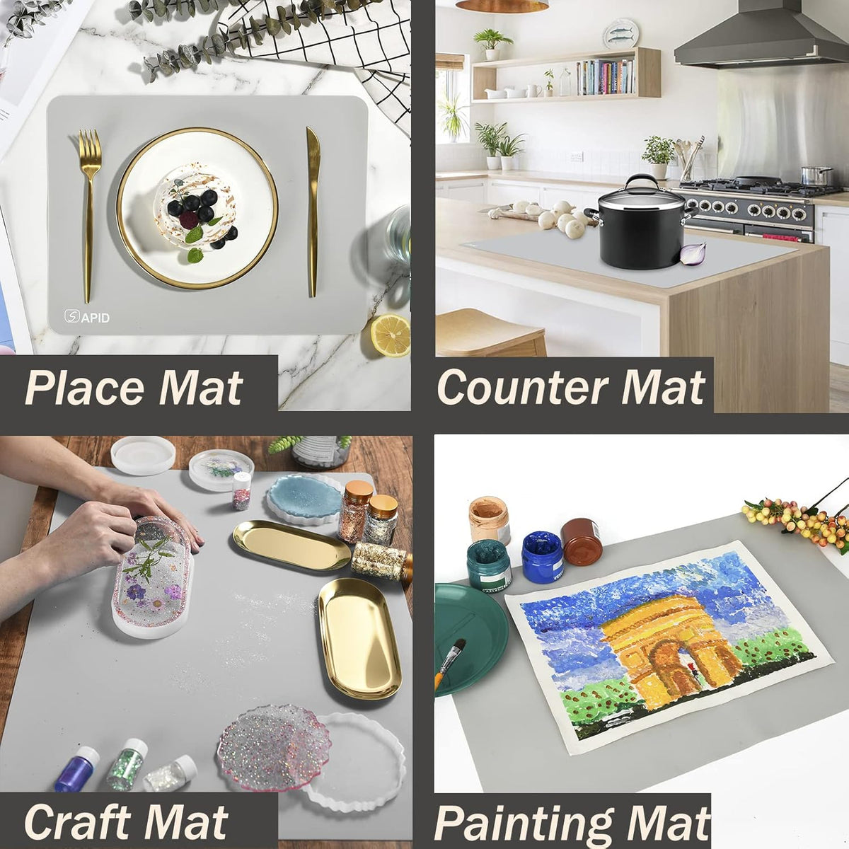 Extra Large Silicone Mat Kitchen Counter Heat Resistant Table Mat 36" x 24"