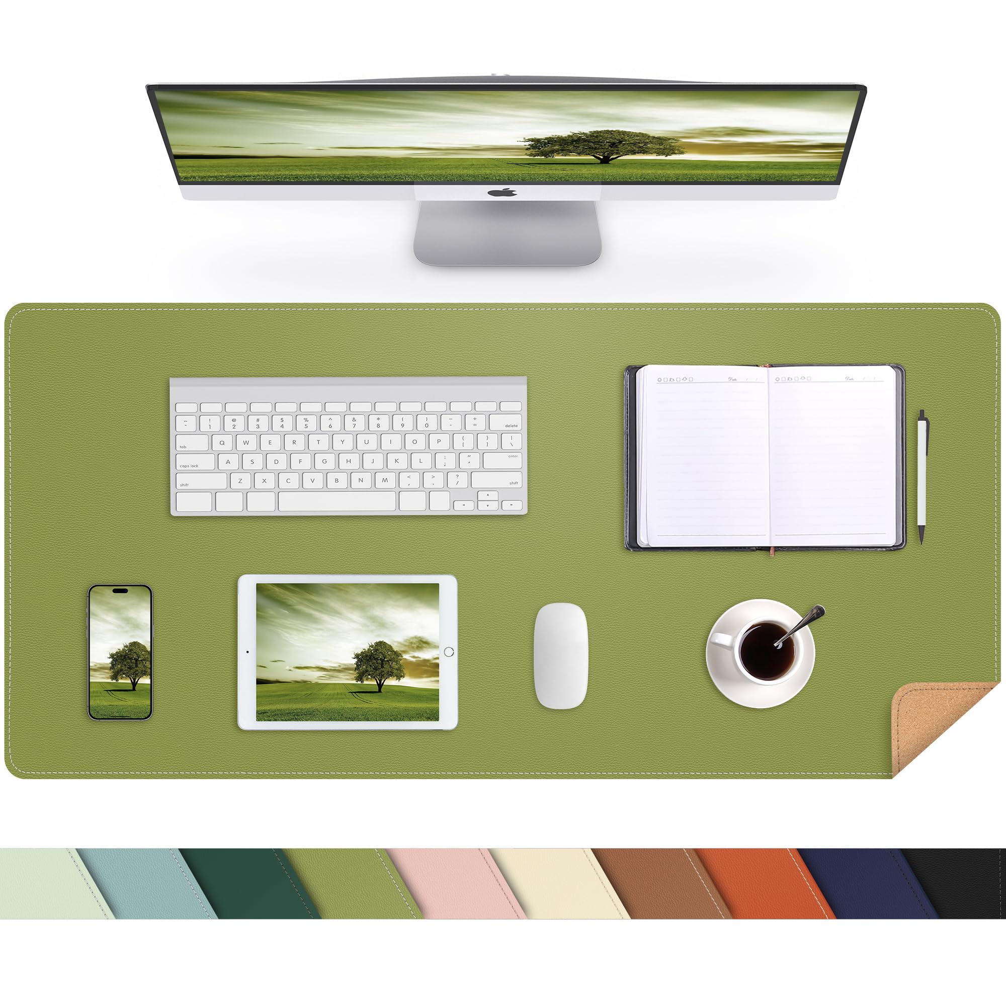 AFIING Large Desk Mat, 47" x 17", Black