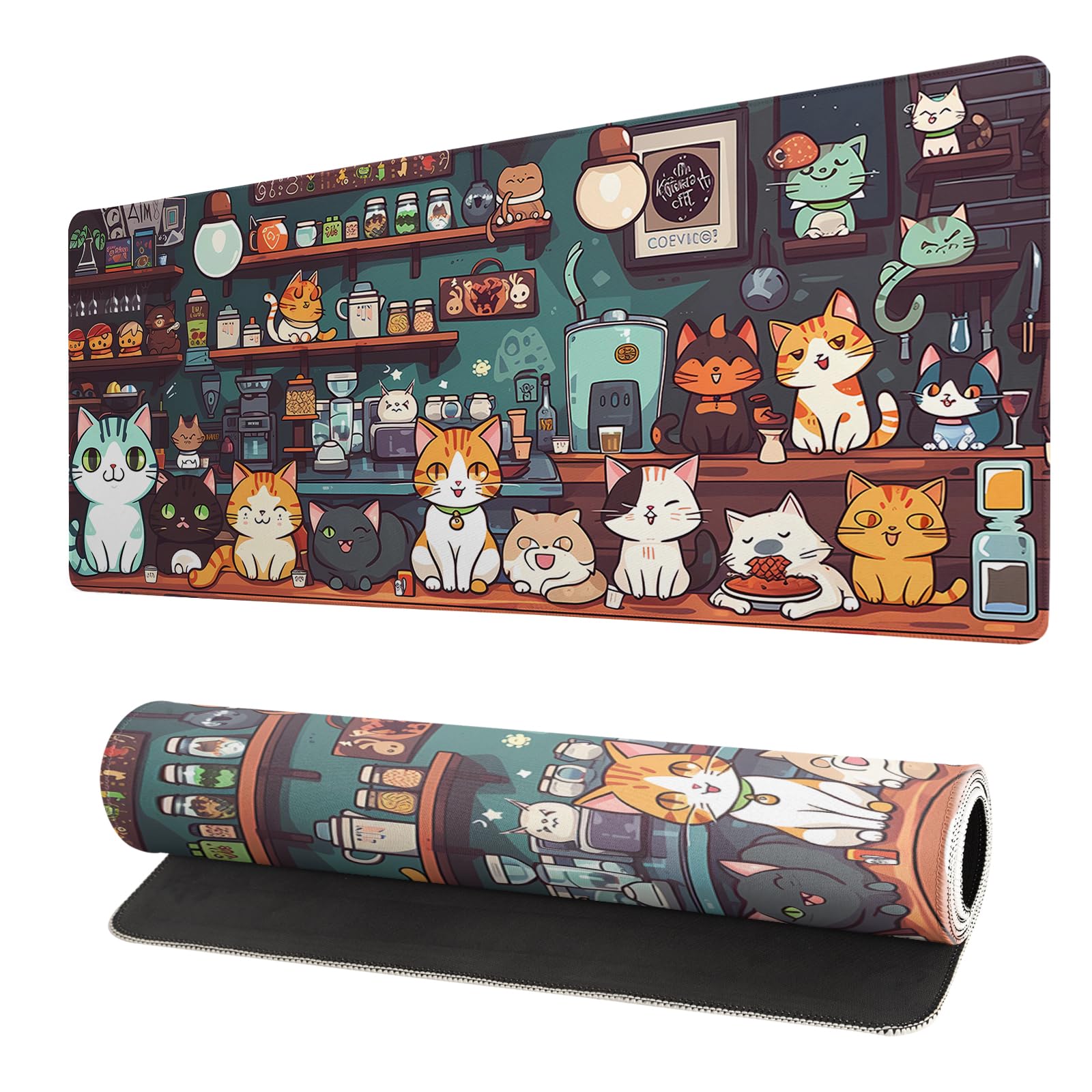 Japanese Mouse Pad, Large Japanese Desk Mat, XL Anime Gaming Keyboard Mat, Non-Slip Rubber Base, Big Extended Desk Protector for Home Office, 31.5”x11.8”